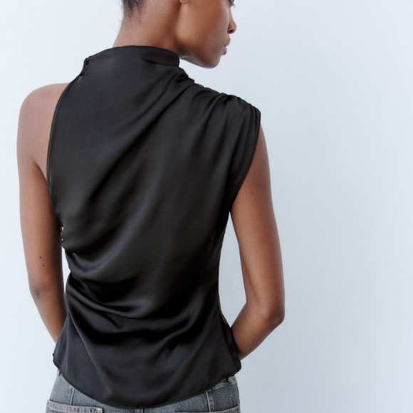 ASYMMETRICAL SATIN EFFECT TOP - Picture 7 of 7